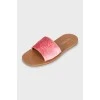 Mixed color leather slides