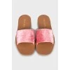 Mixed color leather slides