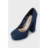 Blue suede high heels