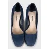 Blue suede high heels