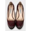 Burgundy leather high heels
