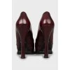 Burgundy leather high heels