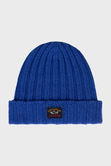 Men's blue knitted hat