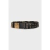 Leather belt with metal inserts