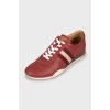 Leather burgundy sneakers with perforations