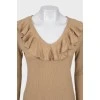 Silk and cashmere ruffled pullover