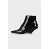 Pointed toe lace up ankle boots