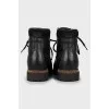 Perforated leather lace-up boots