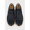 Blue leather and suede sneakers