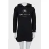 Dress with hood and silver logo