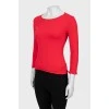 Fitted red ruffle jumper