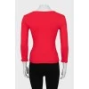 Fitted red ruffle jumper