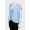 Blue blouse with ties