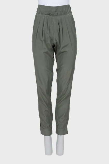 Tapered trousers in silk and cotton