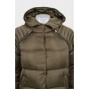 Green down jacket with hood