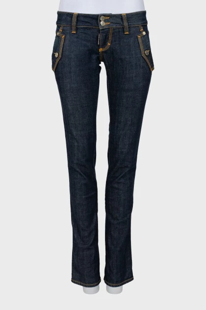Blue jeans with contrast seams