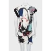 Silk dress in abstract print