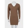 Wool dress with V-neck