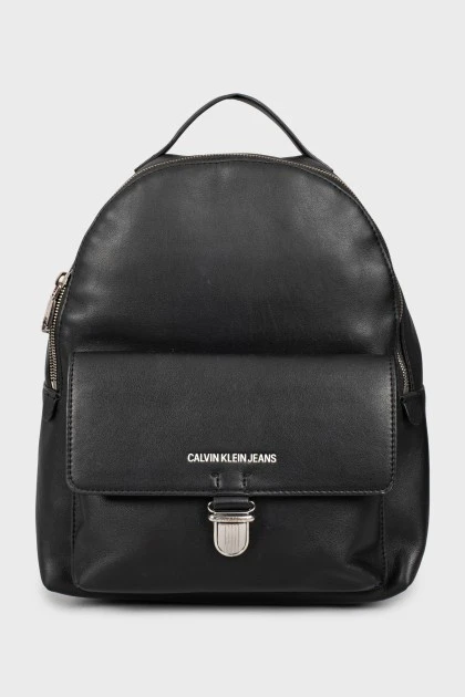 Black backpack made of eco-leather