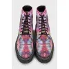 Textile boots in abstract print