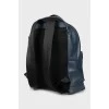 Men's blue leather backpack