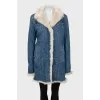 Denim coat with eco-fur