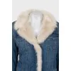 Denim coat with eco-fur