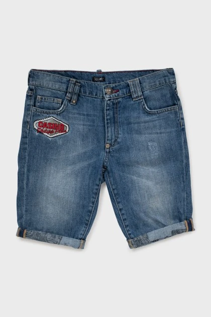 Denim shorts decorated with embroidery