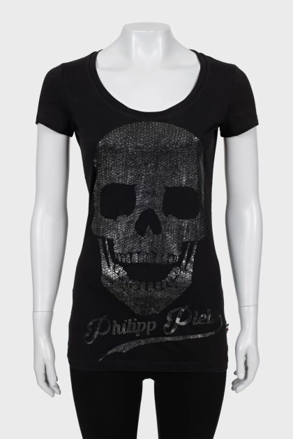 Slim fit T-shirt with skull print