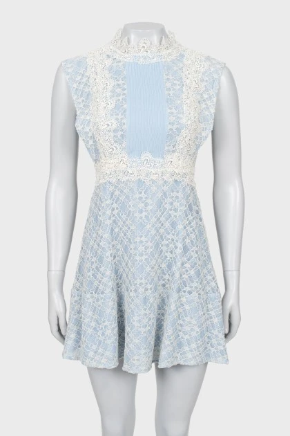 Blue mini dress with lace