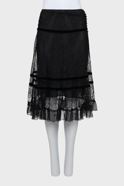 Black skirt with ruffled hem