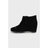 Black suede wedge ankle boots