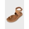 Brown suede and leather sandals