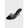 Black textile stiletto sandals