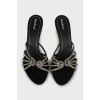 Black textile stiletto sandals
