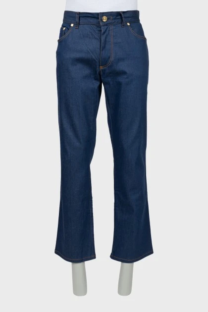Men's dark blue straight jeans