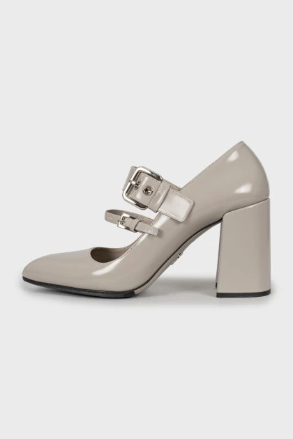 Gray block heels