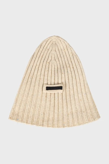 Beige knitted hat