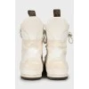 White leather and suede boots