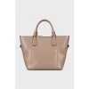 Brown tote bag with gold hardware