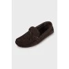 Men's suede moccasins with weave