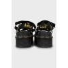 Black chunky wedge sandals