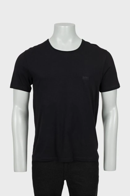 Men's black T-shirt with embroidered logo