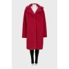 Red eco-fur coat
