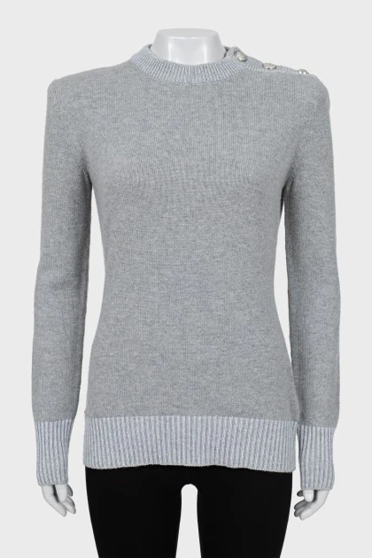 Fitted sweater with accent shoulders