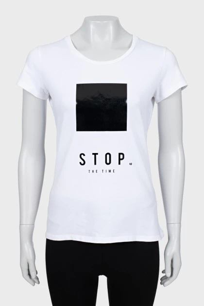 Slim fit T-shirt with black print