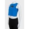 Blue sports top with tag