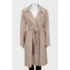 Beige coat with leather insert