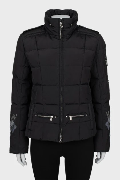 Quilted jacket with embroidered sleeves