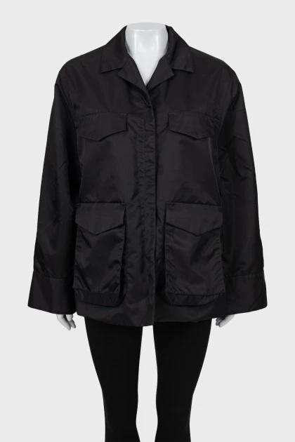 Black jacket with patch pockets